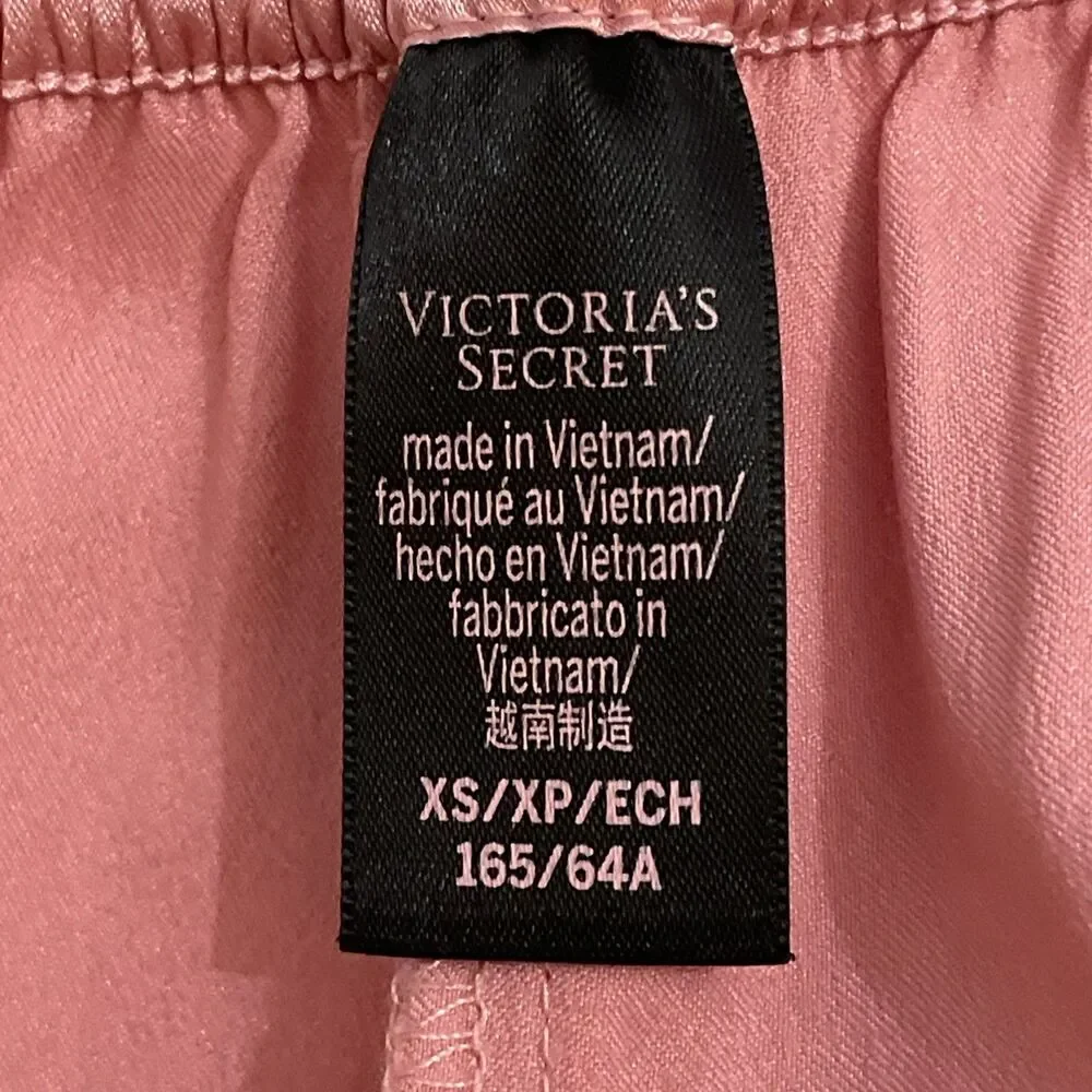 Victoria's Secret Satin Tap Shorts Light Pink Lace Trim Sleep Pajama Bottoms XS